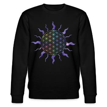Blume des Lebens Sonne Mandala Regenbogen - Stanley/Stella Unisex Bio-Sweatshirt CHANGER  - Schwarz - Vorne - Nik (191cm) & Marisol (170cm)
