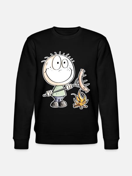 Funny sausage grilling stick figure - Stanley/Stella CHANGER Unisex Organic Sweatshirt - black