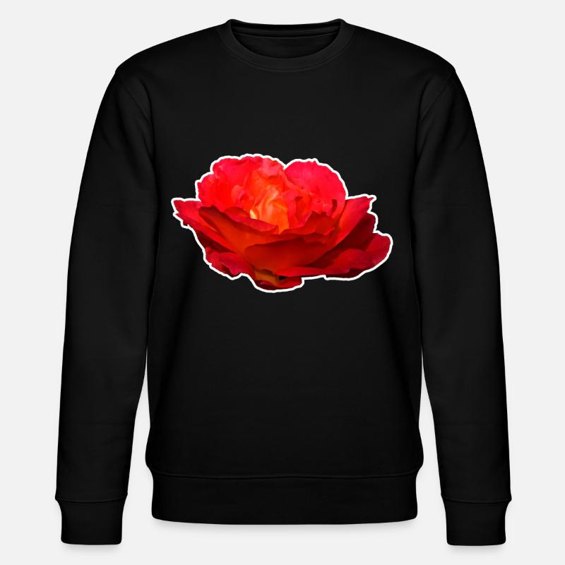 Rote Rose Blume Blüte Geschenk - Stanley/Stella Unisex Bio-Sweatshirt CHANGER  - Schwarz