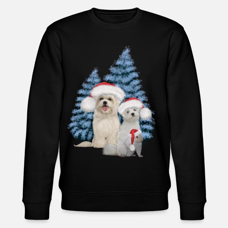 Chien mignon de Noël avec écureuil - Sweat bio CHANGER Stanley/Stella Unisexe - noir