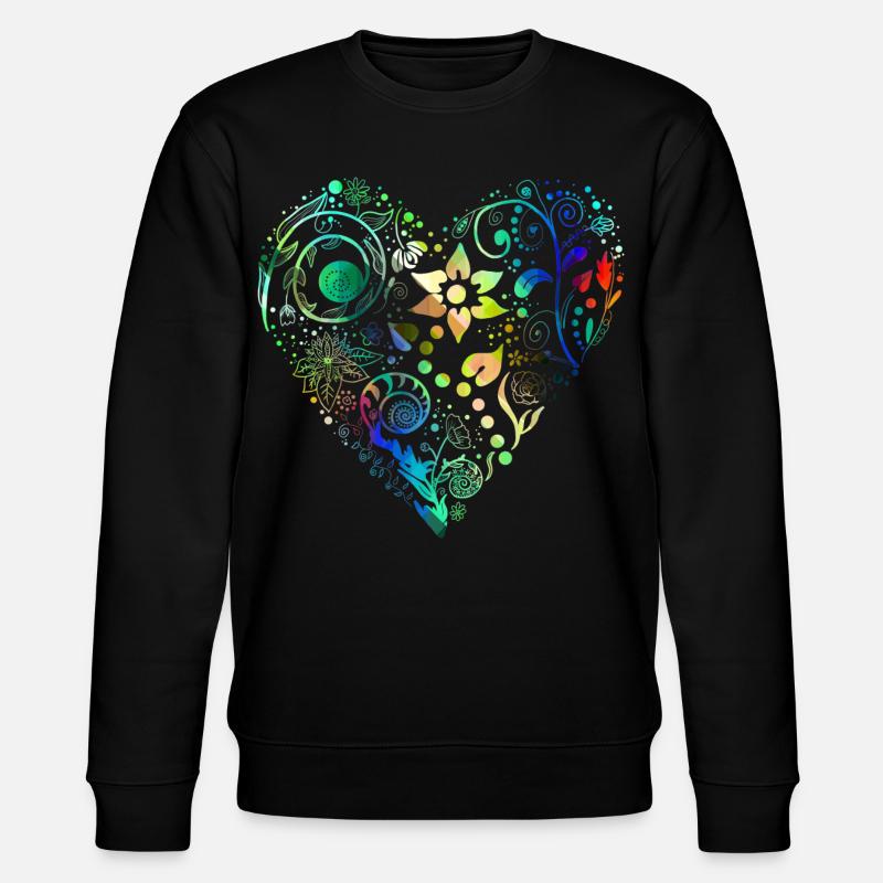 Blumenherz Regenbogen - Stanley/Stella Unisex Bio-Sweatshirt CHANGER  - Schwarz