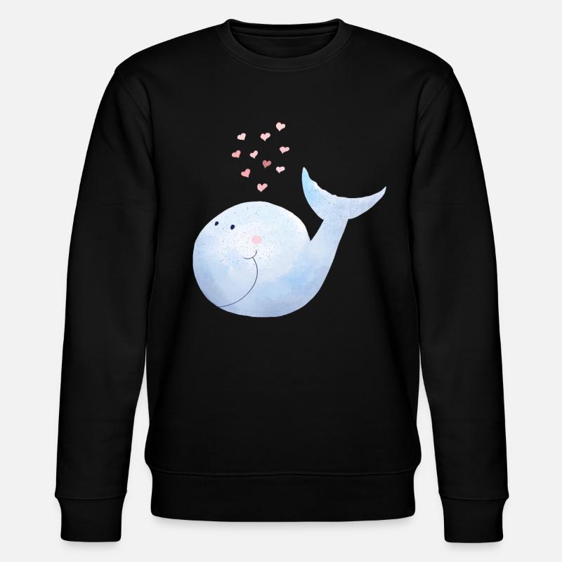 Wal versprüht Herzen I Blauwal Comic - Stanley/Stella Unisex Bio-Sweatshirt CHANGER - Schwarz