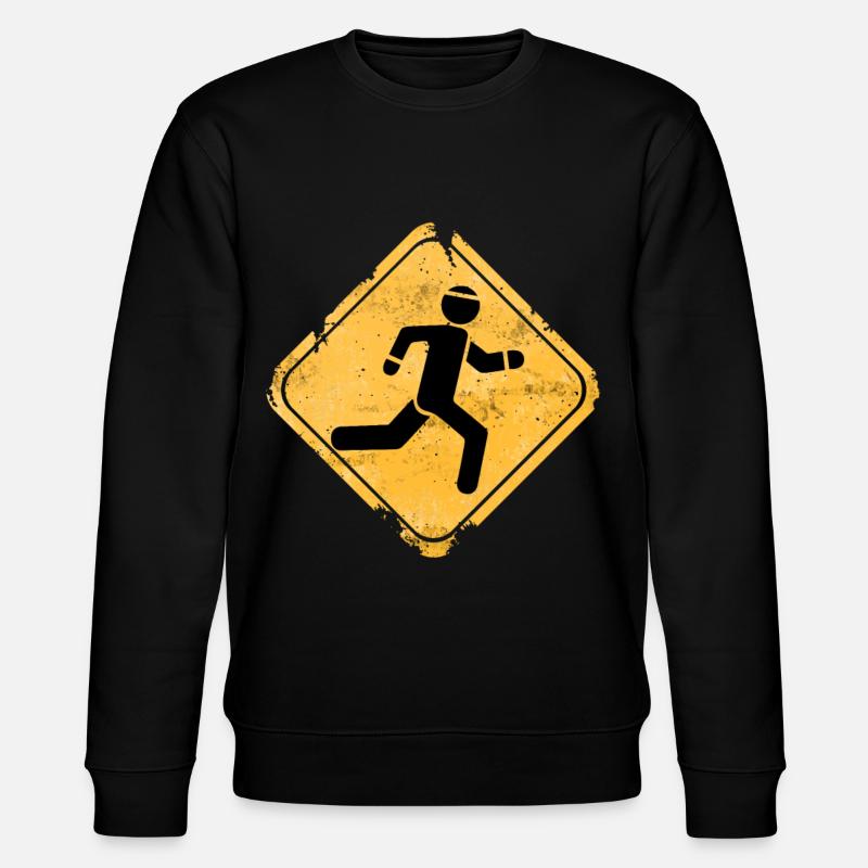 Grunge Runner Überquerungs-Warnschild - Stanley/Stella Unisex Bio-Sweatshirt CHANGER  - Schwarz