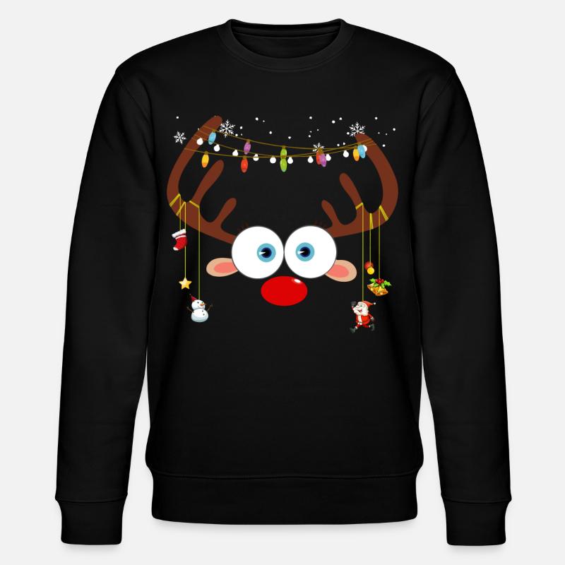 Weihnachtsren-Gesicht - Stanley/Stella Unisex Bio-Sweatshirt CHANGER  - Schwarz