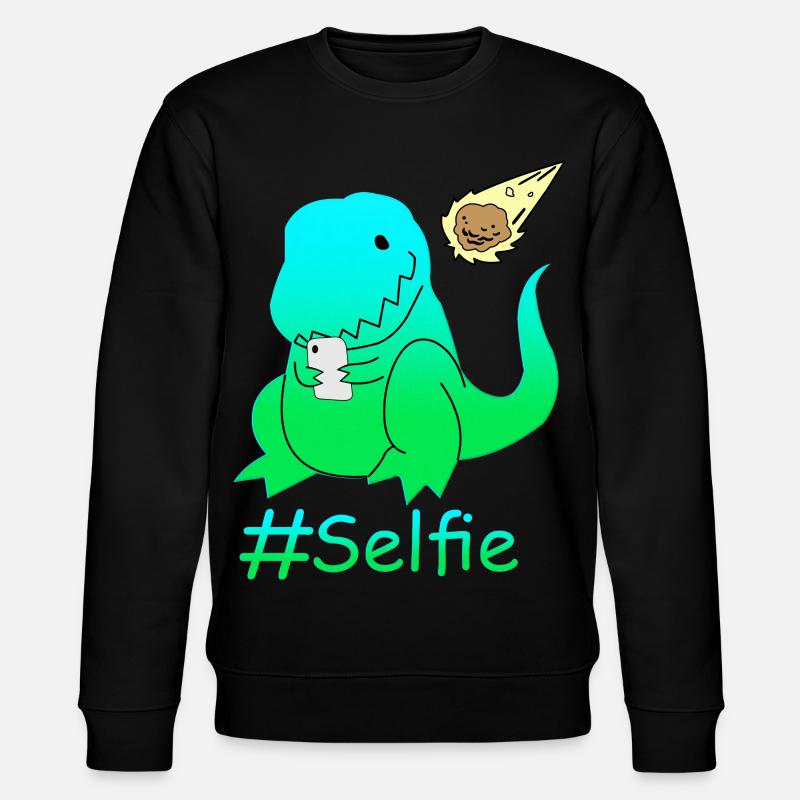 Lustiger Selfie Dinosaurier - Stanley/Stella Unisex Bio-Sweatshirt CHANGER  - Schwarz