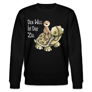 Der Weg ist das Ziel Faultier Mit Schildkröte - Stanley/Stella Unisex Bio-Sweatshirt CHANGER  - Schwarz - Vorne - Nik (191cm) & Marisol (170cm)