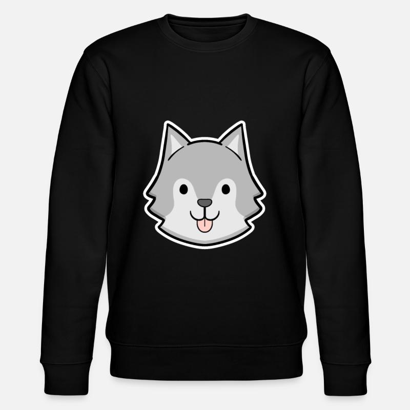 Autocollant tête husky heureuse - Sweat bio CHANGER Stanley/Stella Unisexe - noir
