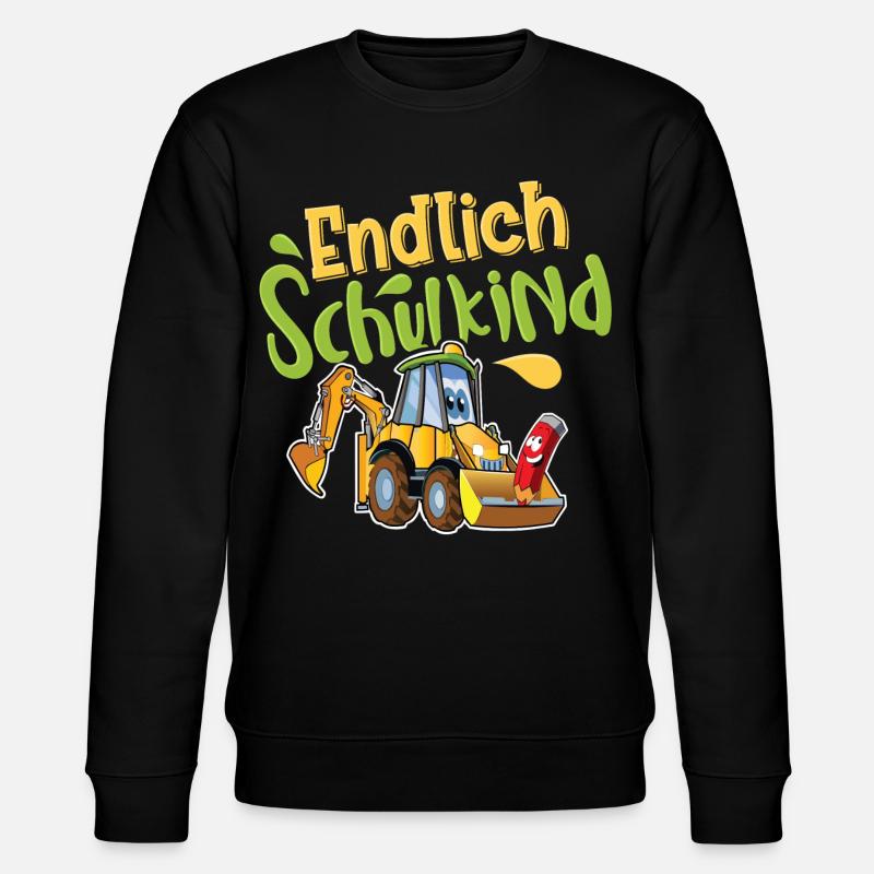 Endlich Schulkind Bagger - Stanley/Stella Unisex Bio-Sweatshirt CHANGER  - Schwarz