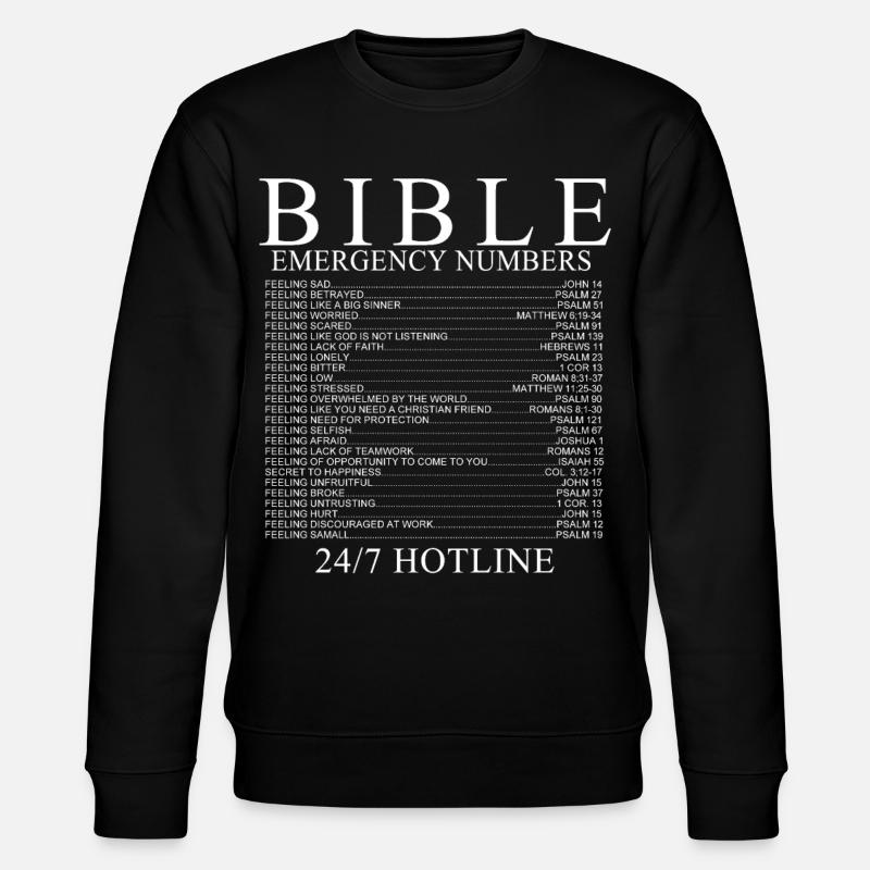 numéros d'urgence de la Bible - Sweat bio CHANGER Stanley/Stella Unisexe - noir