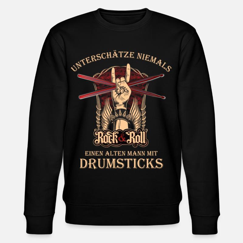 Drummer Schlagzeuger - alter Mann mit Drumsticks - Stanley/Stella Unisex Bio-Sweatshirt CHANGER - Schwarz
