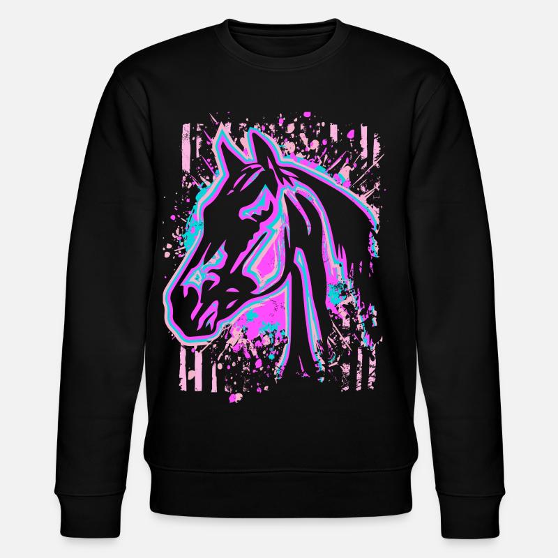 Pferd - Pink Lila - Stanley/Stella Unisex Bio-Sweatshirt CHANGER  - Schwarz
