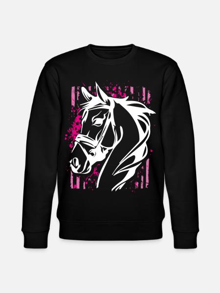 Graffiti-Stil Pferd mit Pinkem Farbsplash - Stanley/Stella Unisex Bio-Sweatshirt CHANGER  - Schwarz
