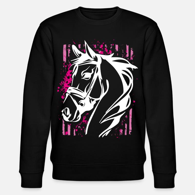 Graffiti-Stil Pferd mit Pinkem Farbsplash - Stanley/Stella Unisex Bio-Sweatshirt CHANGER  - Schwarz