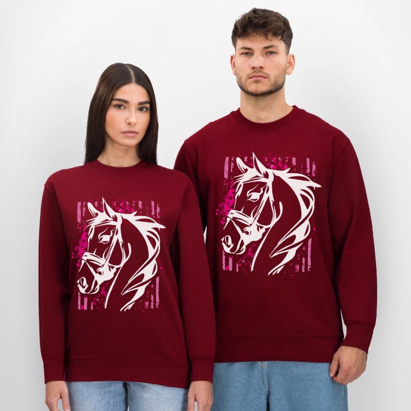 Cheval de style graffiti avec éclaboussure de couleur rose Sweat bio CHANGER Stanley/Stella Unisexe