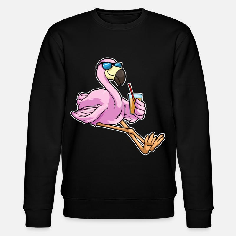 Flamingo with drink with straw - Stanley/Stella CHANGER Unisex Organic Sweatshirt - black