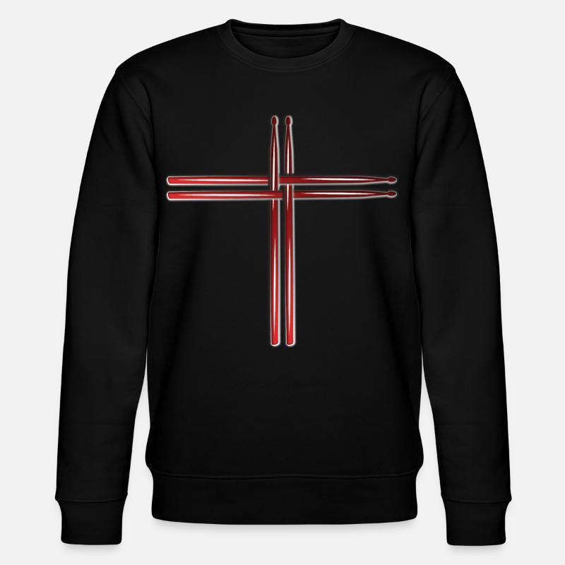 Drum Sticks Schlagzeuger Drummer Kreuz - Stanley/Stella Unisex Bio-Sweatshirt CHANGER  - Schwarz