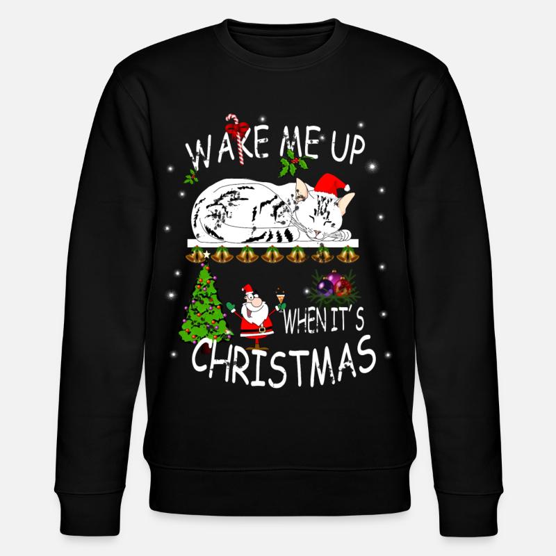 Frohes Fest mit Katze - Stanley/Stella Unisex Bio-Sweatshirt CHANGER  - Schwarz