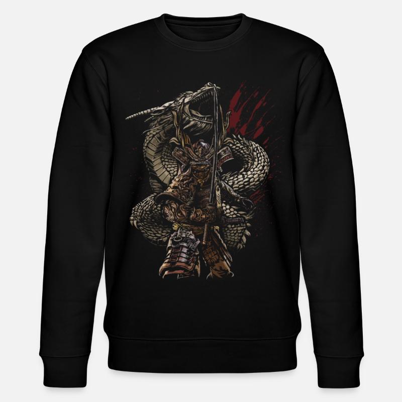 Drachenwächter-Samurai-Bogenschützen-Fantasy - Stanley/Stella Unisex Bio-Sweatshirt CHANGER  - Schwarz