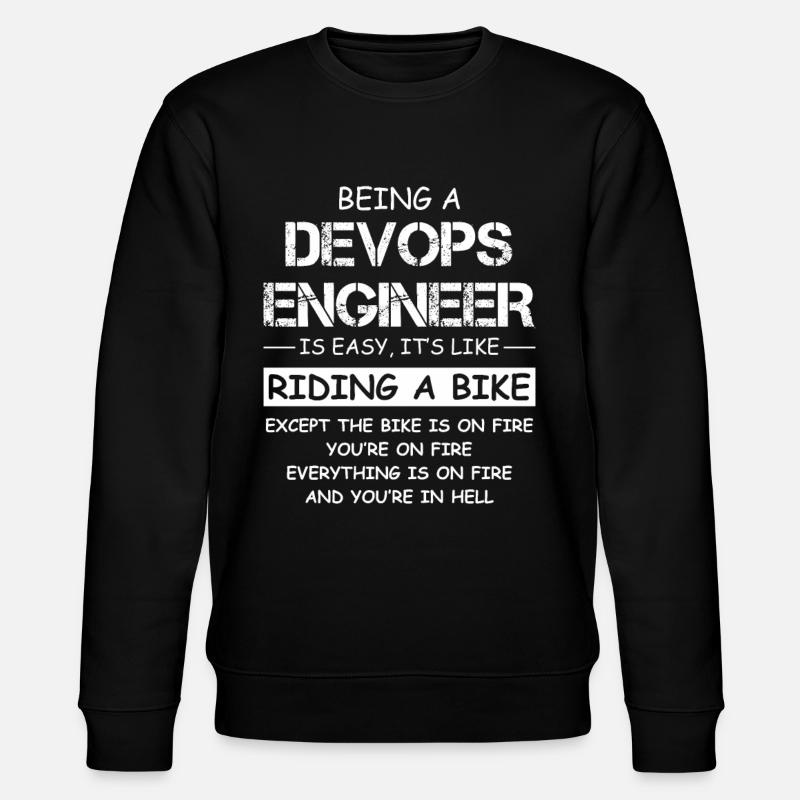 DevOps Ingenieur Feuerwehr Motorrad Zitat - Stanley/Stella Unisex Bio-Sweatshirt CHANGER  - Schwarz