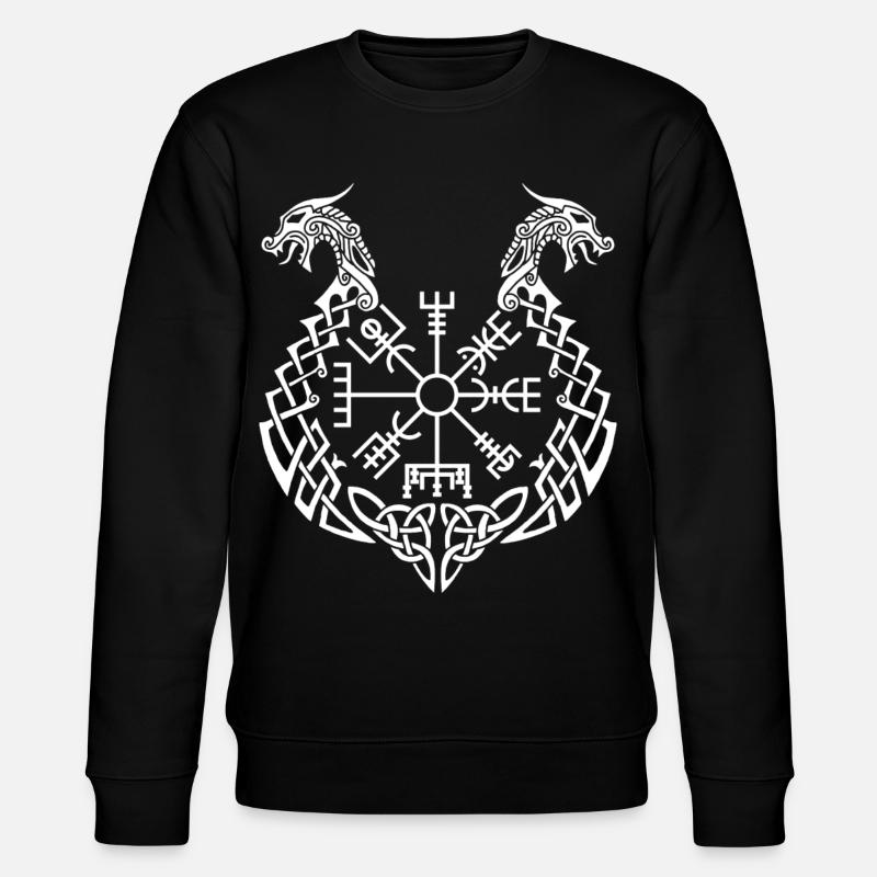 Weißer Drache und Wikingerkompass - Stanley/Stella Unisex Bio-Sweatshirt CHANGER  - Schwarz