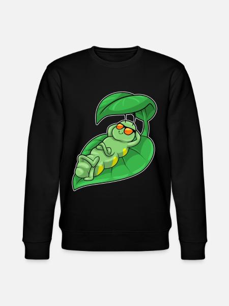 Caterpillar with leaf as parasol - Stanley/Stella CHANGER Unisex Organic Sweatshirt - black