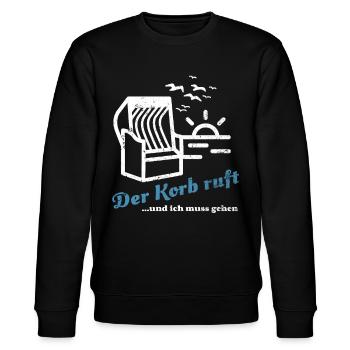 Der Korb ruft - Strandkorb Erholung Strand - Stanley/Stella Unisex Bio-Sweatshirt CHANGER  - Schwarz - Vorne - Nik (191cm) & Marisol (170cm)