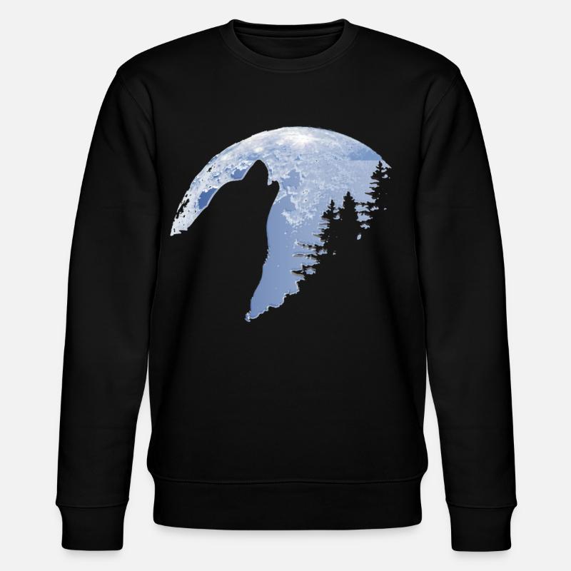 Wolf howls moon - Wolf's silhouette - Stanley/Stella CHANGER Unisex Organic Sweatshirt - black