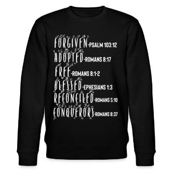 Heiliger Geist Bibelvers - Stanley/Stella Unisex Bio-Sweatshirt CHANGER  - Schwarz - Vorne - Nik (191cm) & Marisol (170cm)