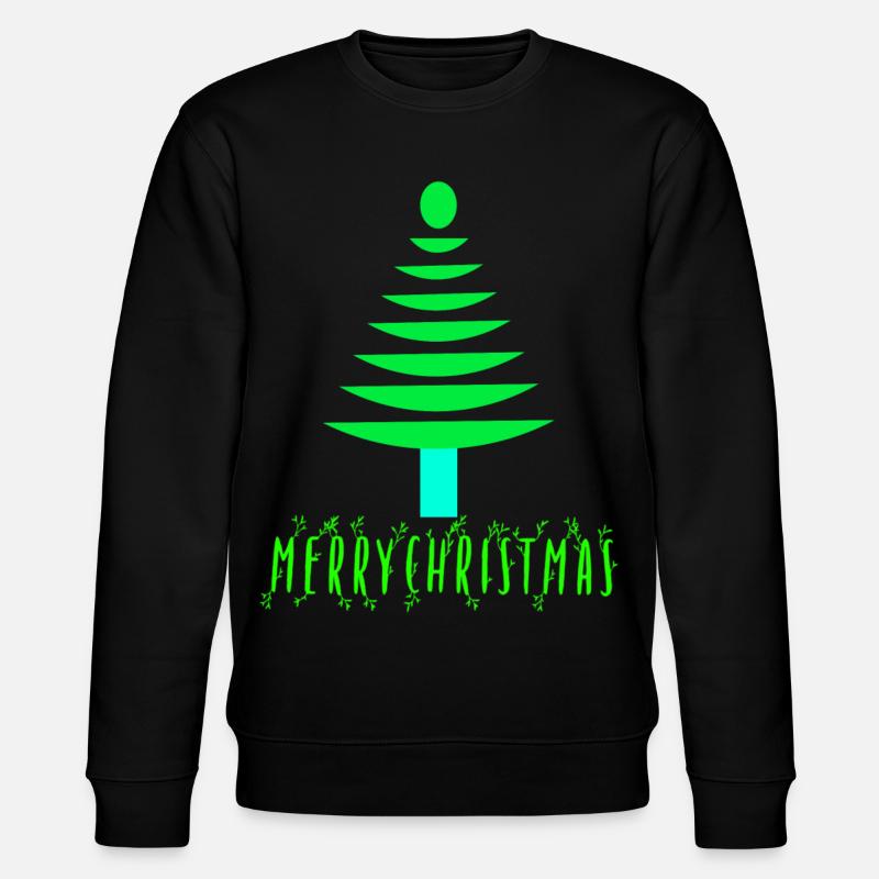Neon Pine Christmas Tree - Stanley/Stella CHANGER Unisex Organic Sweatshirt - black