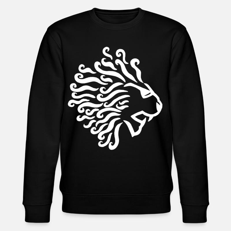 Weißer Löwe und Sonnenbrille - Stanley/Stella Unisex Bio-Sweatshirt CHANGER  - Schwarz