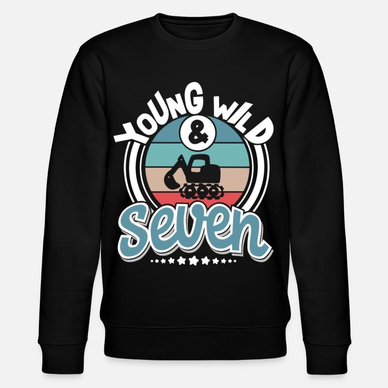 Pelles 7 ans d’anniversaire d’enfant - Sweat bio CHANGER Stanley/Stella Unisexe - noir