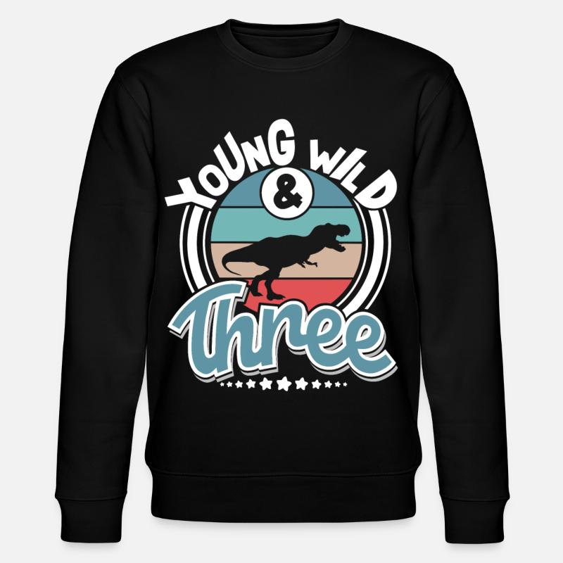 3 ans d’anniversaire Dino Dinosaures - Sweat bio CHANGER Stanley/Stella Unisexe - noir
