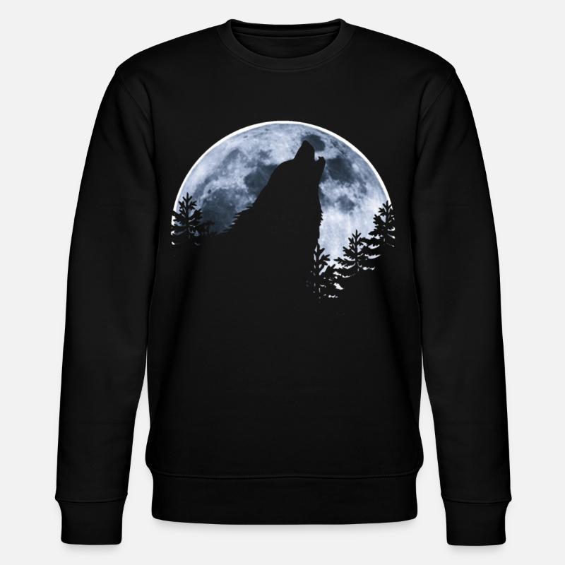 Wolf howls moon - Wolf's silhouette - Stanley/Stella CHANGER Unisex Organic Sweatshirt - black
