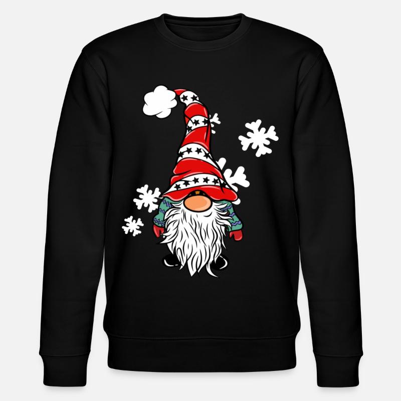 Weihnachts Wichtel mit Schneeflocken - Stanley/Stella Unisex Bio-Sweatshirt CHANGER  - Schwarz