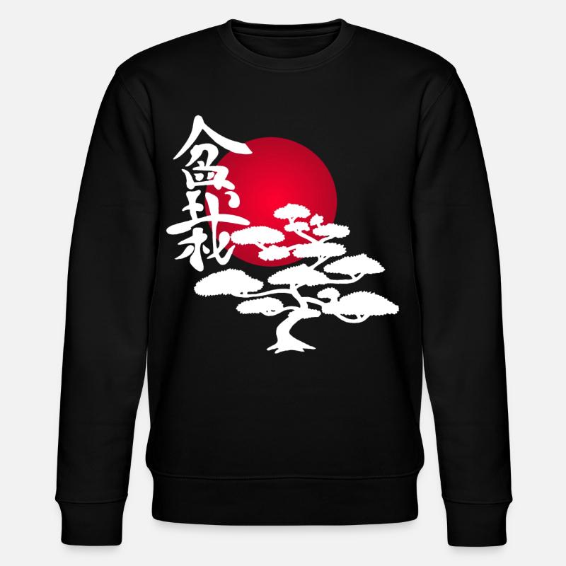 White tree and red sun - Stanley/Stella CHANGER Unisex Organic Sweatshirt - black