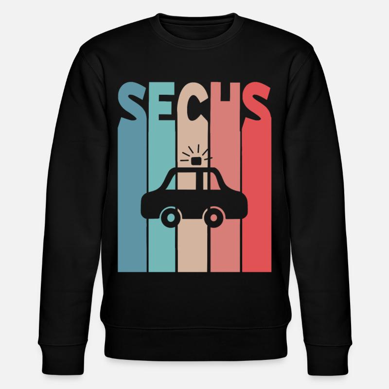 6 Jahre Polizeiauto Polizei - Stanley/Stella Unisex Bio-Sweatshirt CHANGER  - Schwarz