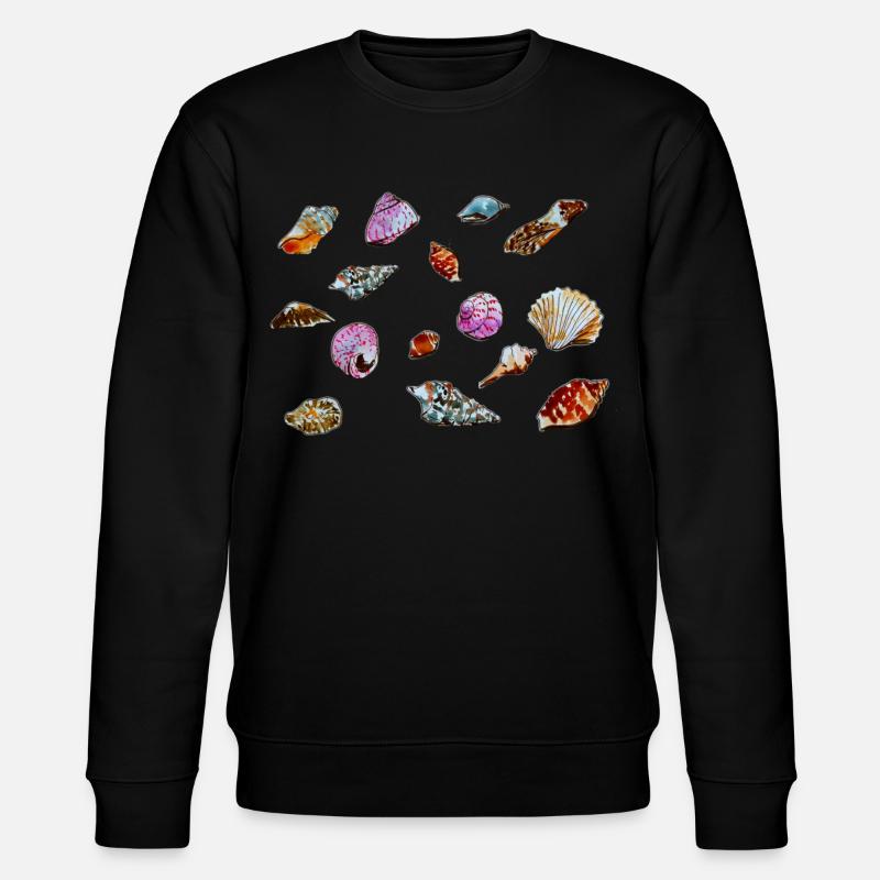 Colourful Seashells Marine Pattern - Stanley/Stella CHANGER Unisex Organic Sweatshirt - black