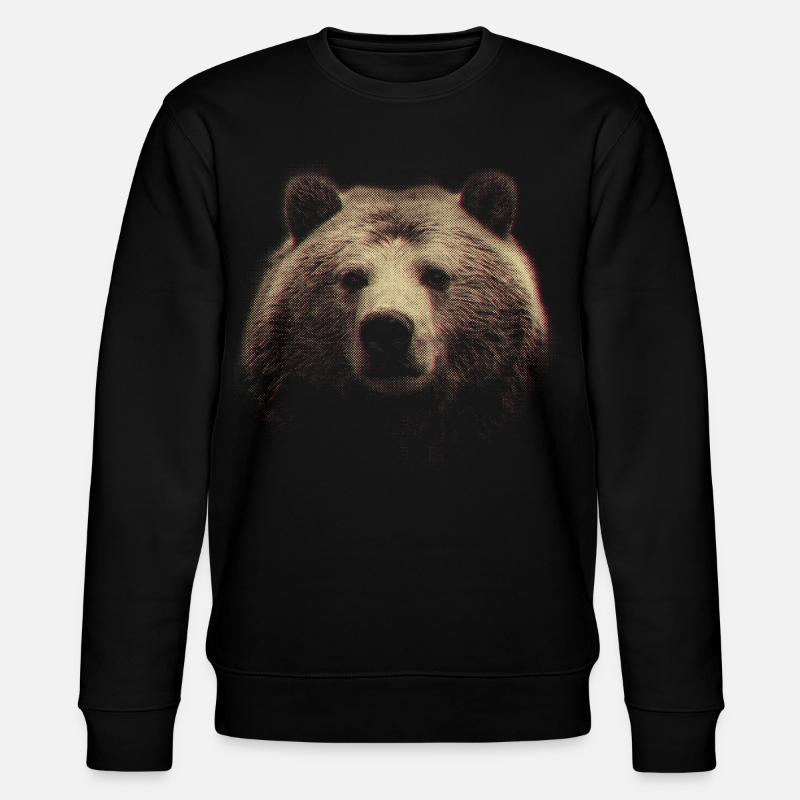 Red Halftone Bear Head - Stanley/Stella CHANGER Unisex Organic Sweatshirt - black