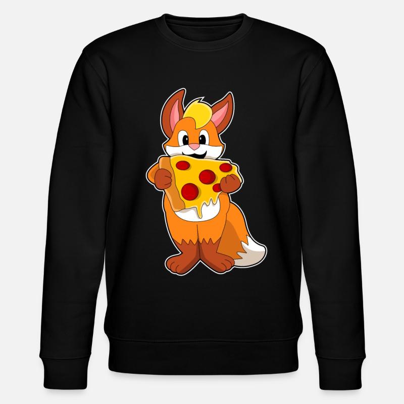 Fuchs mit Pizza - Stanley/Stella Unisex Bio-Sweatshirt CHANGER  - Schwarz