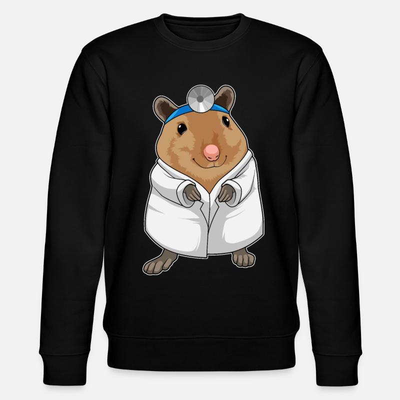 Ratte als Arzt mit Arztkittel - Stanley/Stella Unisex Bio-Sweatshirt CHANGER - Schwarz