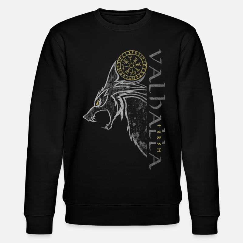 Valhalla Wolf Vegvisir Wikinger Runenkompass - Stanley/Stella Unisex Bio-Sweatshirt CHANGER  - Schwarz