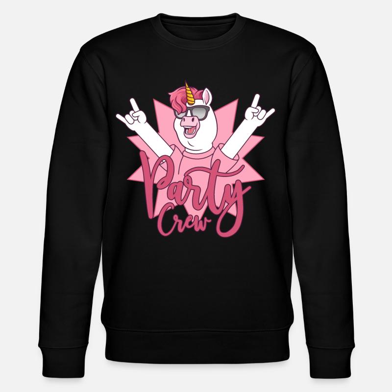 Party Crew Einhorn - Stanley/Stella Unisex Bio-Sweatshirt CHANGER  - Schwarz