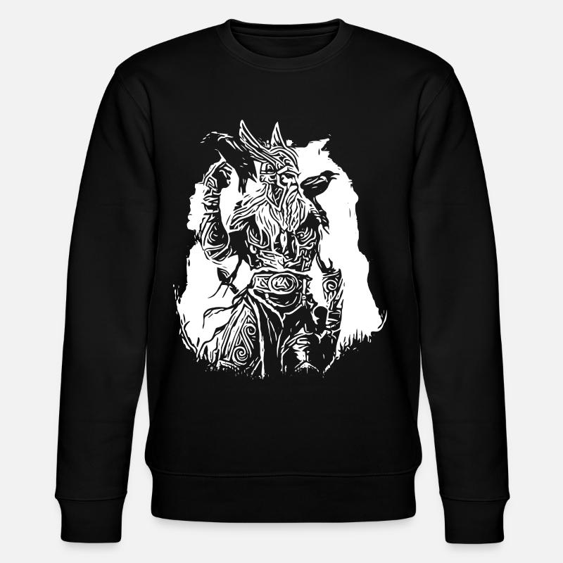 Wikinger mit Raben - Stanley/Stella Unisex Bio-Sweatshirt CHANGER  - Schwarz
