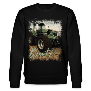 Deutz Traktor Kraftpaket - Traktor Power Pack - Stanley/Stella Unisex Bio-Sweatshirt CHANGER  - Schwarz - Vorne - Nik (191cm) & Marisol (170cm)
