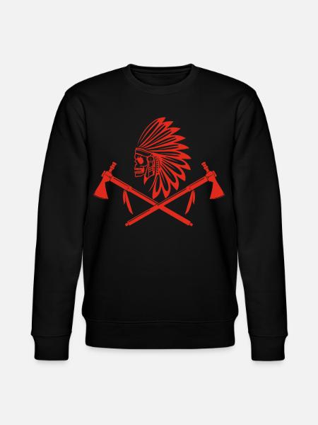 Red Indian Warrior - Stanley/Stella CHANGER Unisex Organic Sweatshirt - black