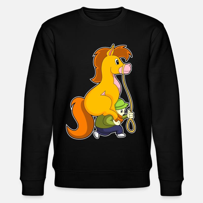 Pferd mit Junge - Stanley/Stella Unisex Bio-Sweatshirt CHANGER  - Schwarz