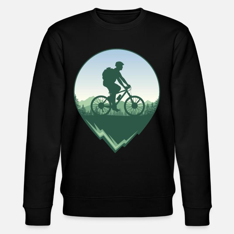 Mountainbiker vor Wald und Bergen - Stanley/Stella Unisex Bio-Sweatshirt CHANGER  - Schwarz