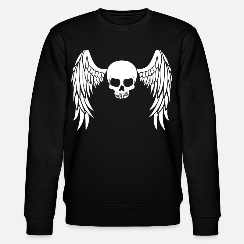 Crâne ailé blanc - Sweat bio CHANGER Stanley/Stella Unisexe - noir