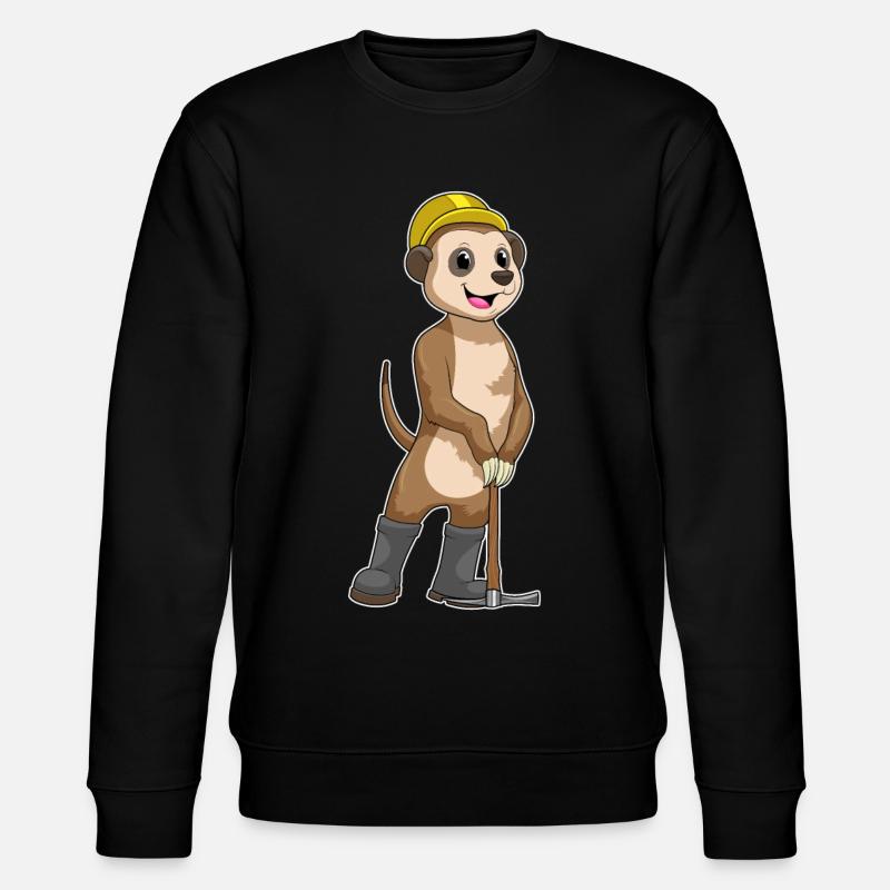 Erdmännchen als Bergarbeiter mit Spitzhacke - Stanley/Stella Unisex Bio-Sweatshirt CHANGER - Schwarz