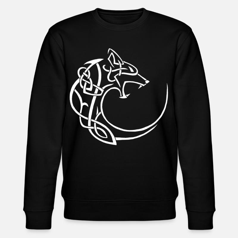 white lunar wolf - Stanley/Stella CHANGER Unisex Organic Sweatshirt - black